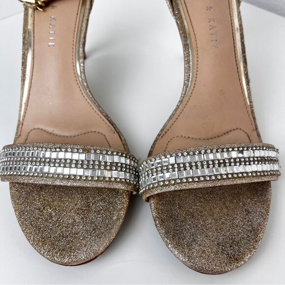 Kelly & Katie Kirstie gold glitter open toe stiletto size 6.5 - Picture 4 of 11